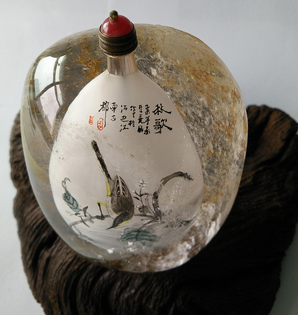 天然水晶内画鼻烟壶大型摆件 长风作品卢军华收藏品