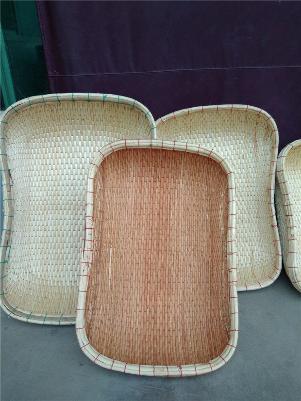 长方形大小号柳编笸箩簸箕手工柳条编织干果炒货收纳筐篮竹编