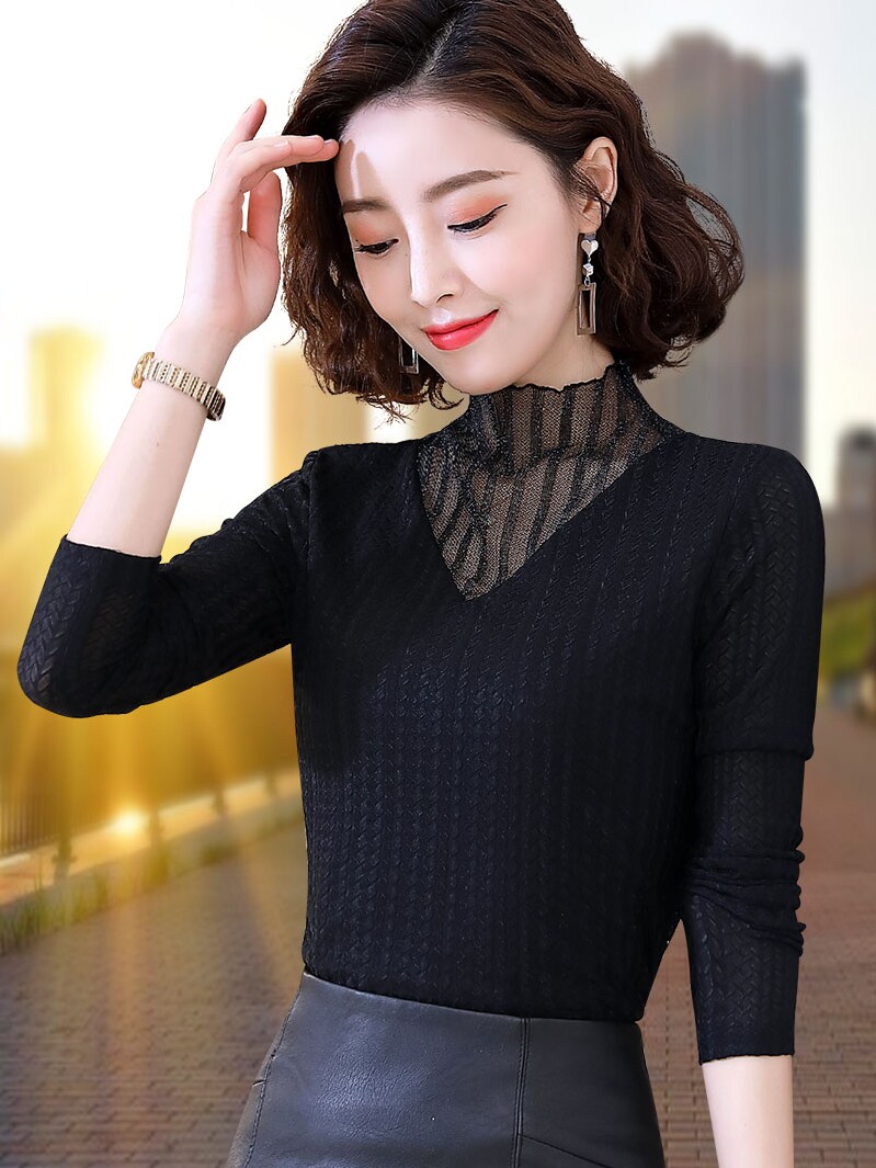 蕾丝打底衫新款加绒2021爆款