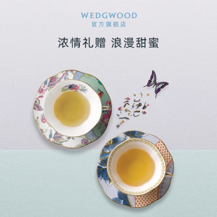 WEDGWOOD威基伍德花间舞蝶2杯2碟骨瓷咖啡杯子高档英式下午茶具