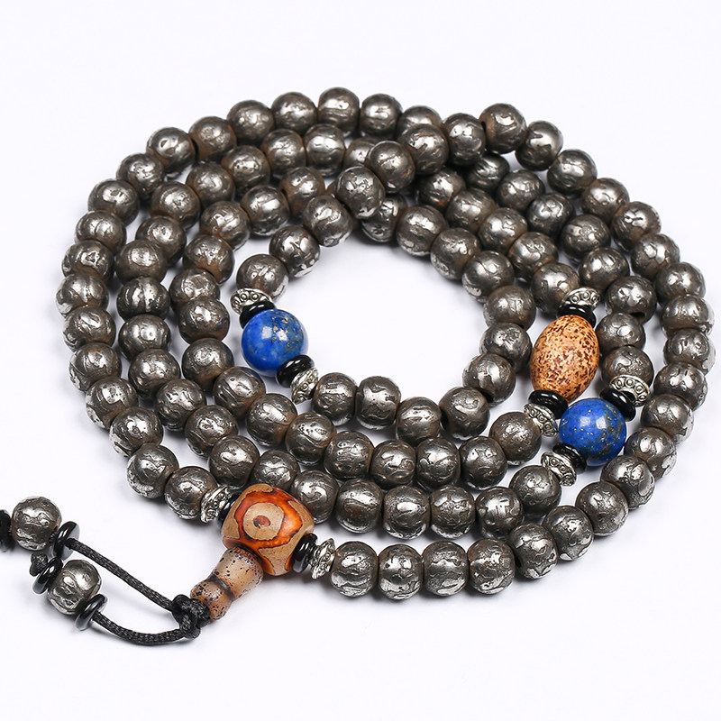 【义拍】天铁佛珠青金石配饰 南都禅寺佛法加持 189.37g