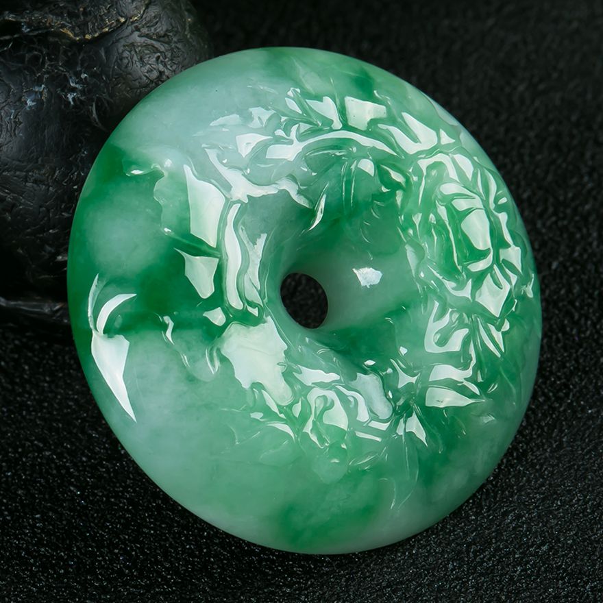 a货冰糯种翡翠飘绿平安扣吊坠29.79g