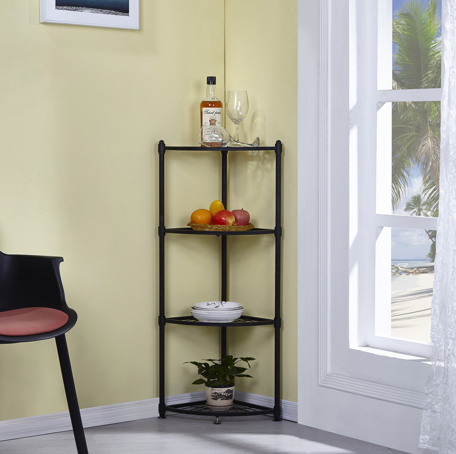 晶牛角落架三角架置物架浴室卫生间厨房置物架收纳架储物架花盆架