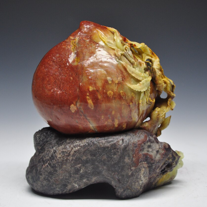 青田石雕摆件 红花石《桃》居家摆放 馈赠亲朋