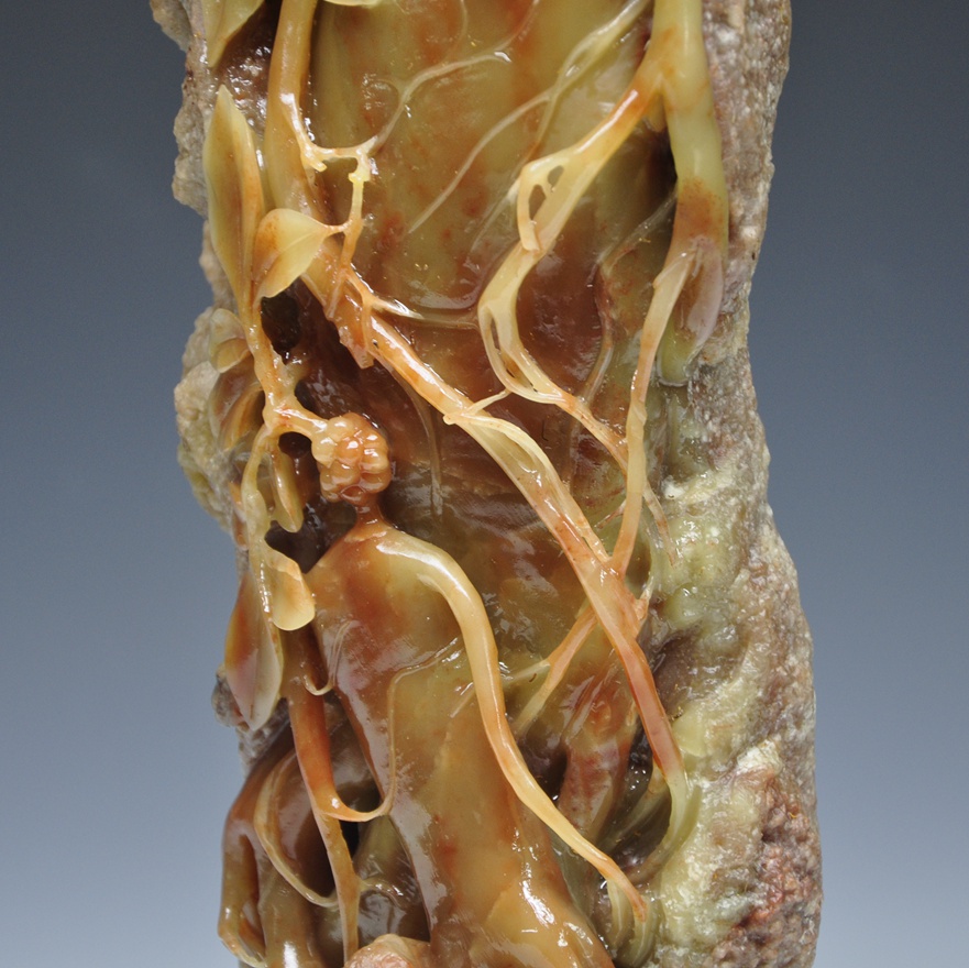 《人参》青田石雕摆件 收藏 居家摆放