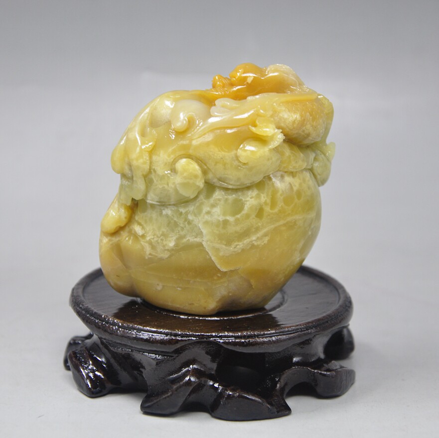 《麒麟》青田金玉冻 手把件 文房雅玩 收藏