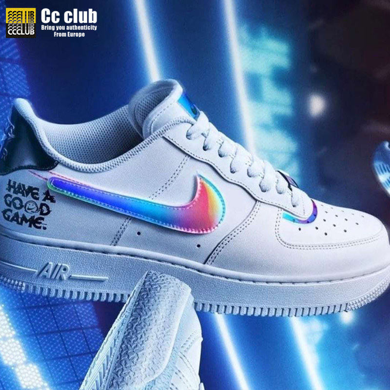 nike air force1 af1 王源同款白镭射电玩像素空军板鞋dc0710-191