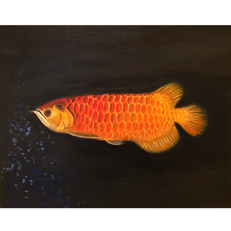 司秀丽《金龙戏水》布面油画
