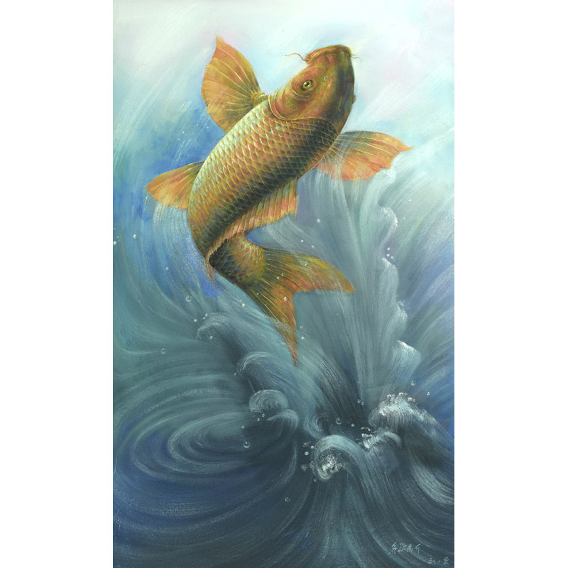 刘小曼《鱼跃高升》布面油画 大尺幅