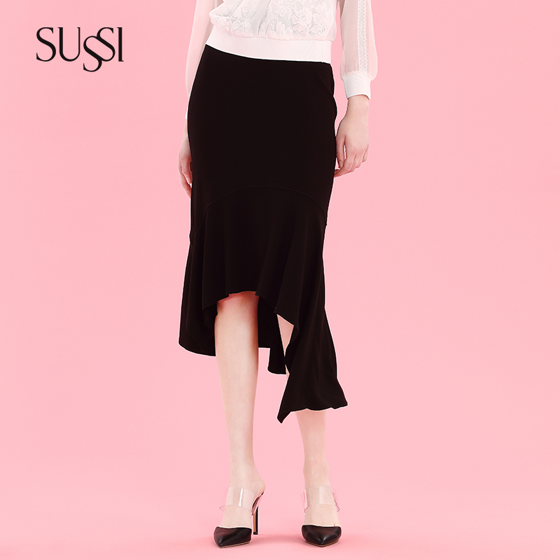 SUSSI/古色夏新品 娇媚花冠 黑色包臀中长鱼尾裙 28232530在类目 女装/女士精品, 半身裙中 - 来自Buy2taobao.com提供专业的淘宝代购服务