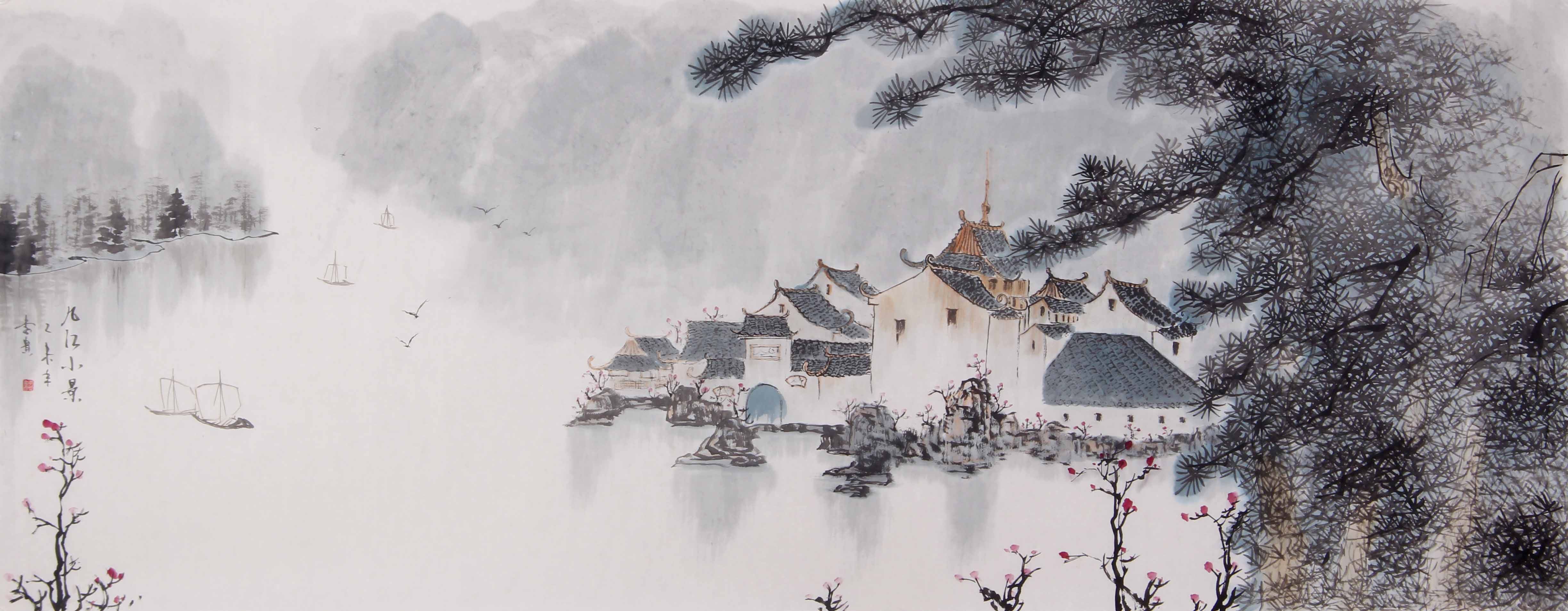 巨幅 李贵《九江小景》徐悲鸿再传弟子 国家一级美术师