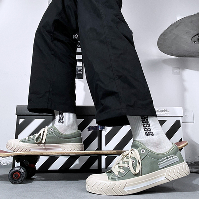 秋季日系帆布鞋男生2021年新款潮流百搭ins港风ifashion板鞋子男