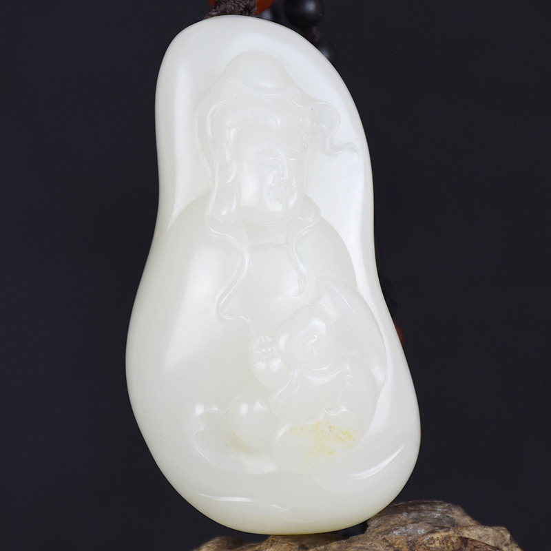 国家级玉雕大师张保国作品 和田玉 送子观音 82.72克