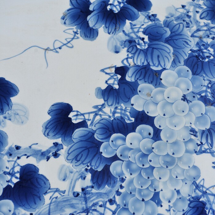 景德镇中青年作品 黄靖青花汾水 瓷板