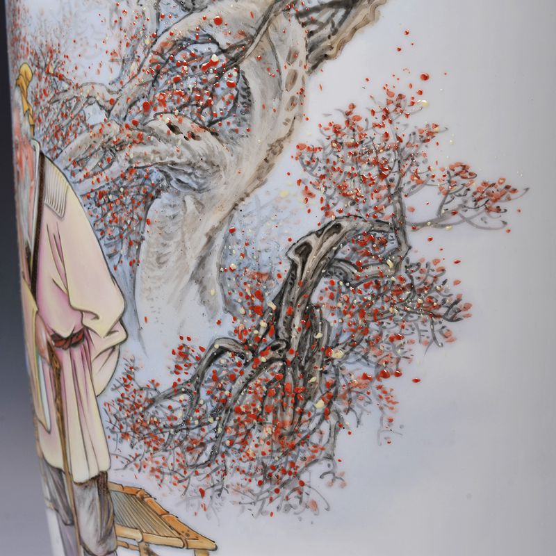 江西省高级技师 徐鹏飞作品 重工粉彩人物瓷瓶《暖日当头》