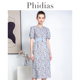Phidias法式蓝色碎花连衣裙女夏季2024新款气质收腰显瘦中长裙子
