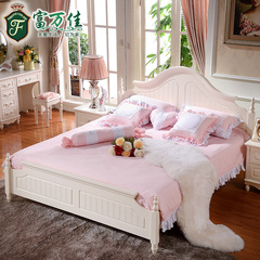 韩式田园床 欧式床1.5米储物床白色实木 1.8米双人床卧室公主大床