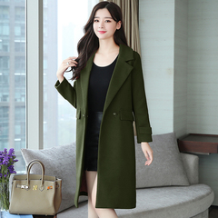 实拍新款时尚韩版女装毛呢外套显瘦修身中长款长袖呢子大衣