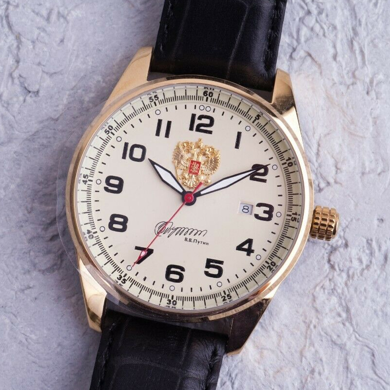 俄罗斯手表男机械表_俄罗斯总统男表双头鹰休闲商务夜光镀金自动机械