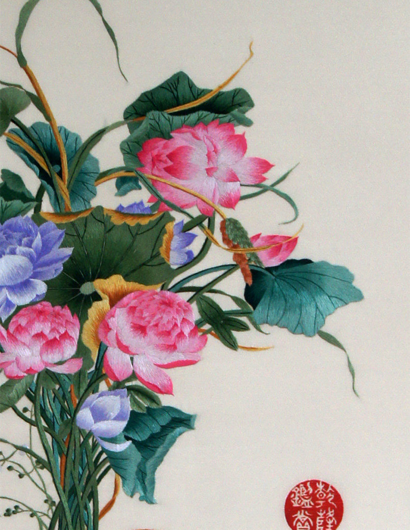 苏绣单面绣 《岁朝清贡》刺绣