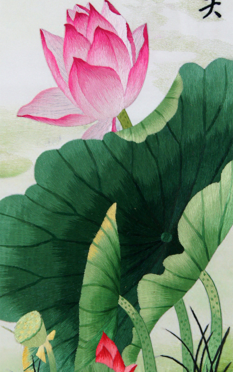 苏绣单面绣 《鸿运当头四条屏》刺绣