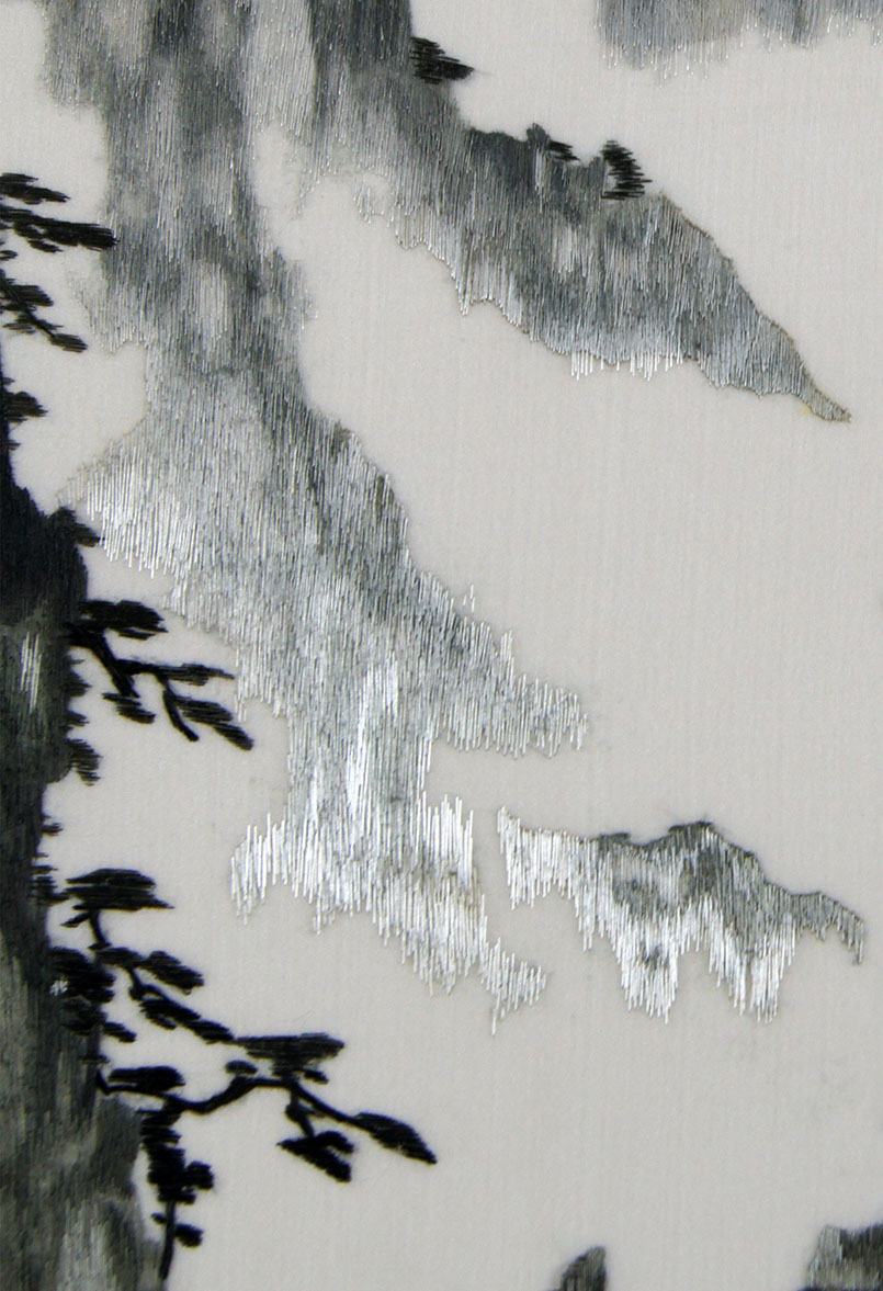 苏绣单面绣《水墨黄山》刺绣