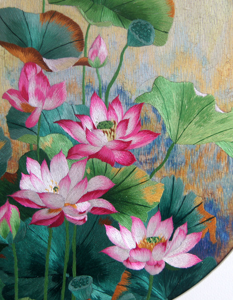 苏绣单面绣 《荷花》刺绣