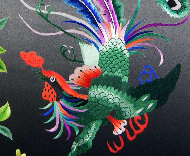 苏绣单面绣 《凤穿牡丹》刺绣