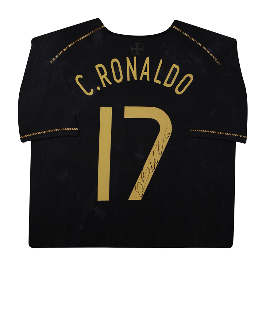 【权威提供】c罗亲笔签名 2006年葡萄牙国家队客场球衣 装裱版