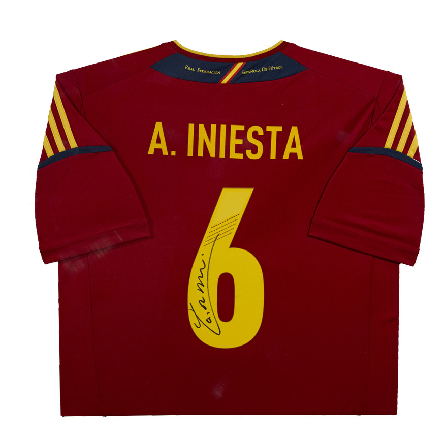 伊涅斯塔亲笔签名 2012年西班牙队主场球衣