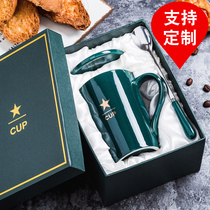 创意陶瓷杯 马克杯咖啡杯 牛奶杯 北欧ins水杯带盖勺子定制LOGO