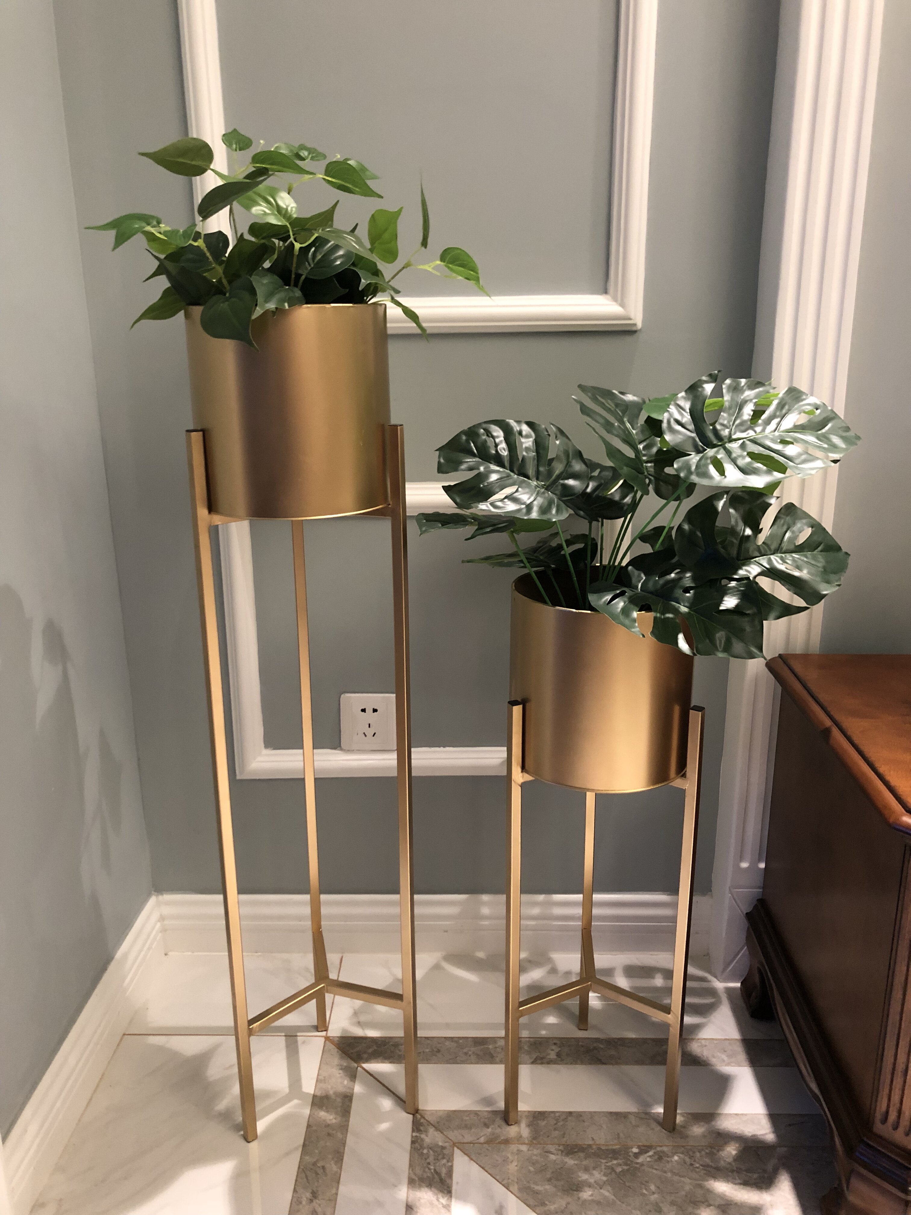 北欧花架铁艺金色简约花架落地创意客厅室内花架子绿萝花盆花架子