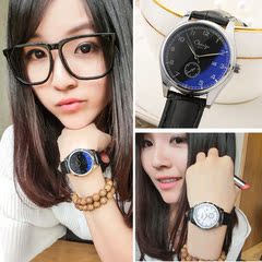 韩版手表女学生潮流时尚防水石英表真皮带时装商务表男女士表腕表