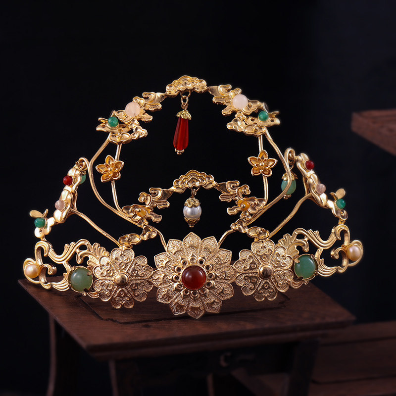 十三司原创古风花神冠发冠女明制宋制唐风顶冠汉服发饰头饰百搭仙