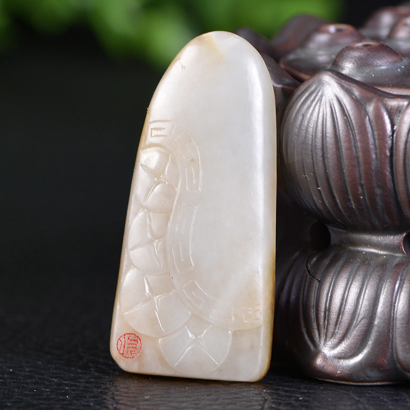 【悟道】 苏工玉雕大师倪清泉作品 和田玉黑皮悟道挂件15.99g