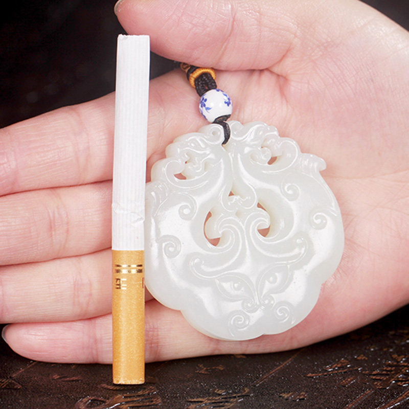 和田玉 白玉 仿古兽 挂件 49.78克