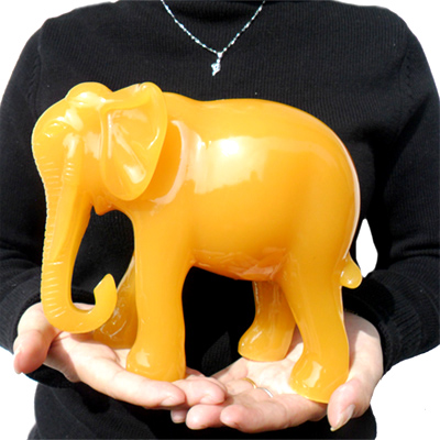 黄玉大象摆件吸水象一对摆设客厅店铺招财风水吸财象工艺品装饰品