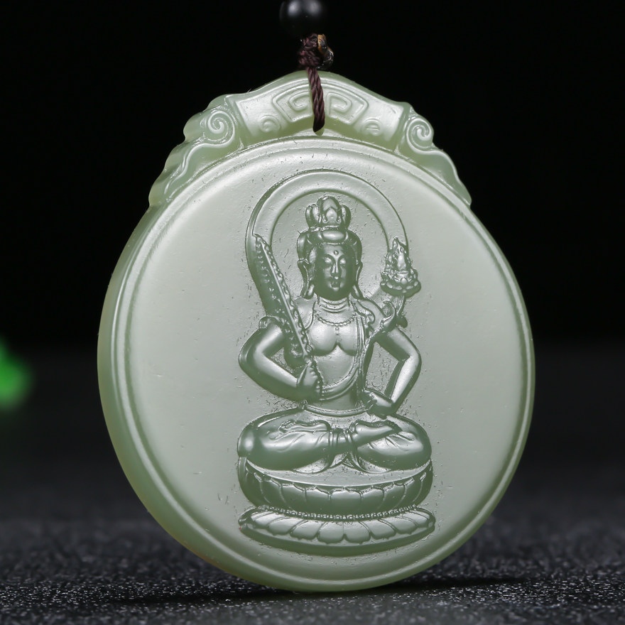 【虚空藏菩萨】王晓义玉雕工作室出品 八大守护神挂件 38.13g