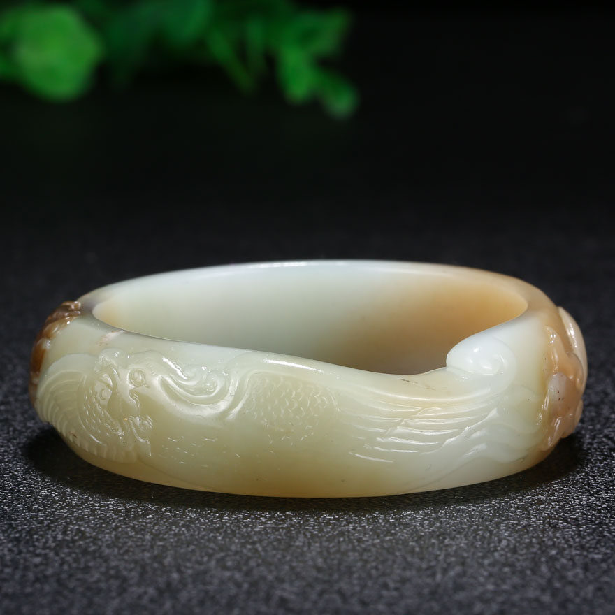 【龙凤呈祥】王晓义玉雕工作室出品 和田玉手镯 83.62g me1784