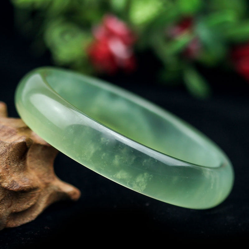 岫岩玉镯岫玉手镯水草玉镯水墨包邮正品天然180绿少女款送礼玉镯
