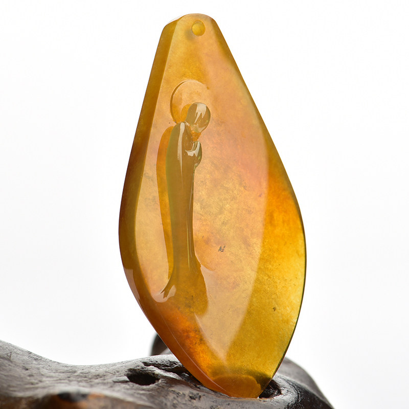 王国清大师作品红翡《佛心禅境》翡翠吊坠 11.44g