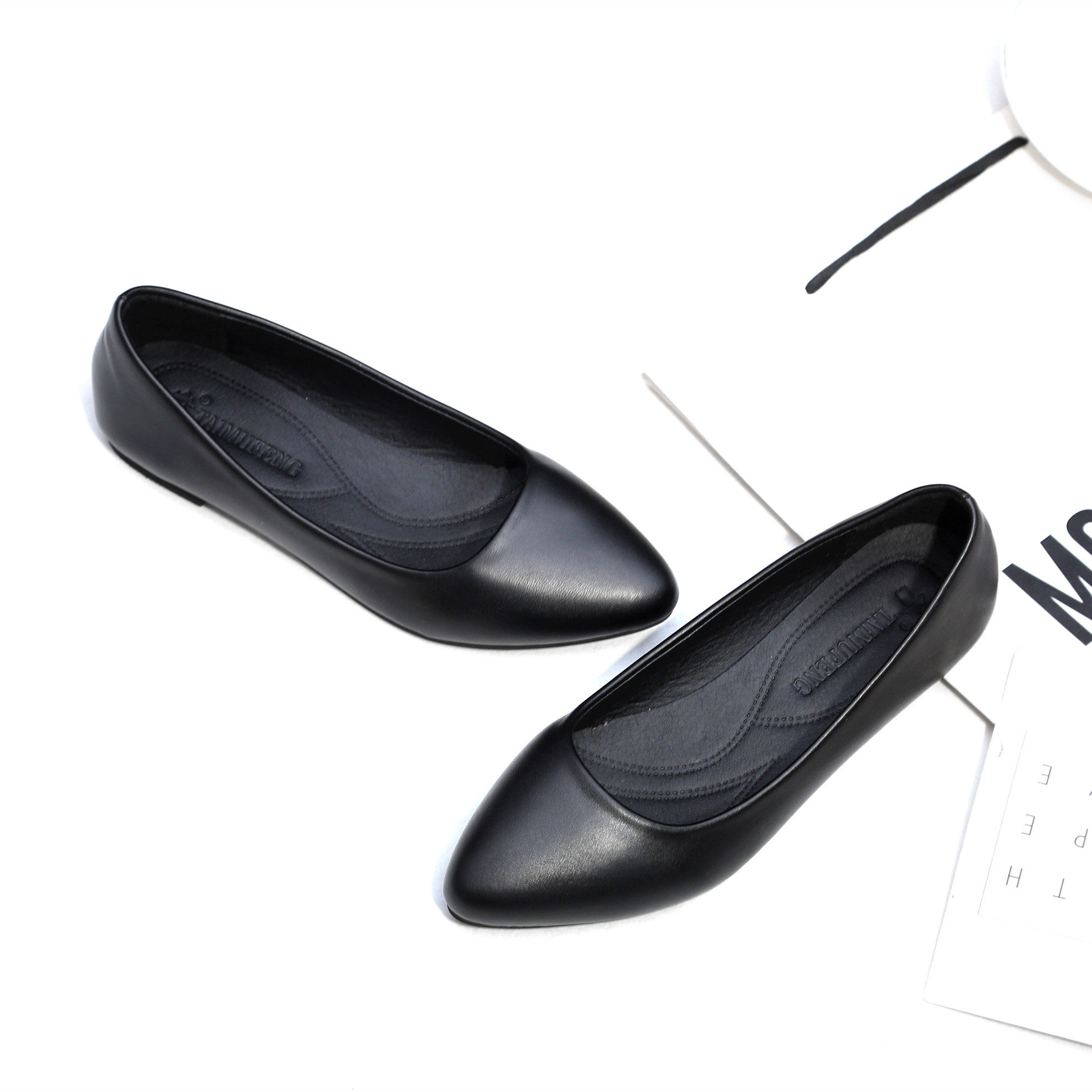 舒适中跟面试职业女鞋春秋黑色单鞋大