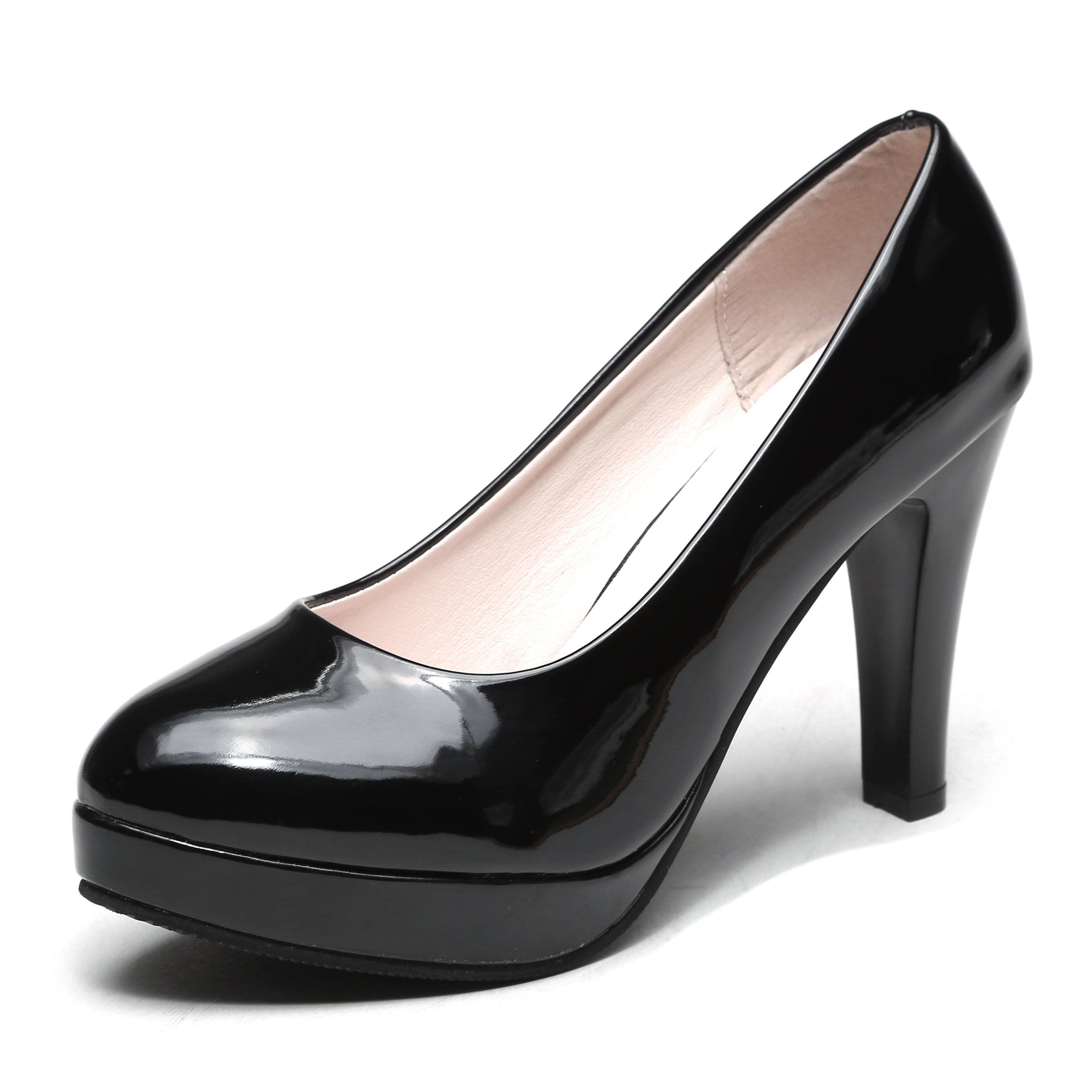 他他商城 鞋子 天天特价新款黑色高跟鞋工作鞋女中跟白色软面皮鞋面试