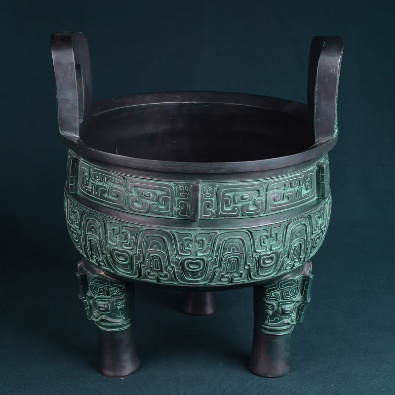 8.14kg 三足青铜仿古冲天耳香炉 辟邪护身 佛法加持