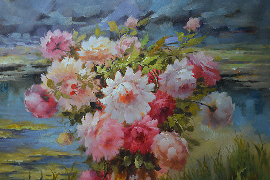 知名油画家 罗国玉 《醉春风》01 120*120【恒福艺术】