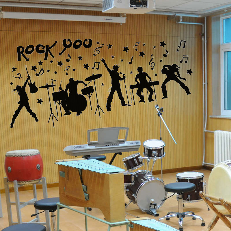 创意墙贴画墙纸架子鼓吉他音符rock钢琴房音乐教室布置墙壁装饰