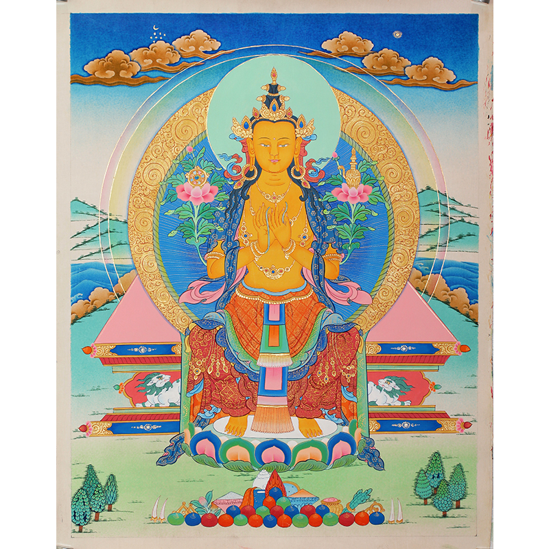 净土结庐 藏传佛教唐卡手工彩绘 弥勒佛 20140125-116