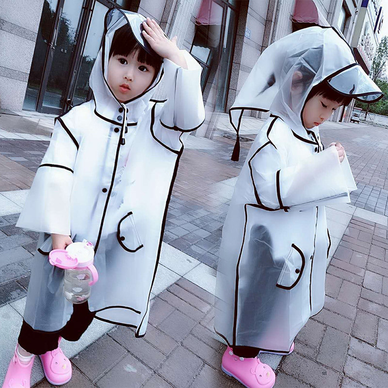 儿童透明雨衣男女童韩版宝宝连帽大帽檐雨披幼儿园2-3-6-12小学生