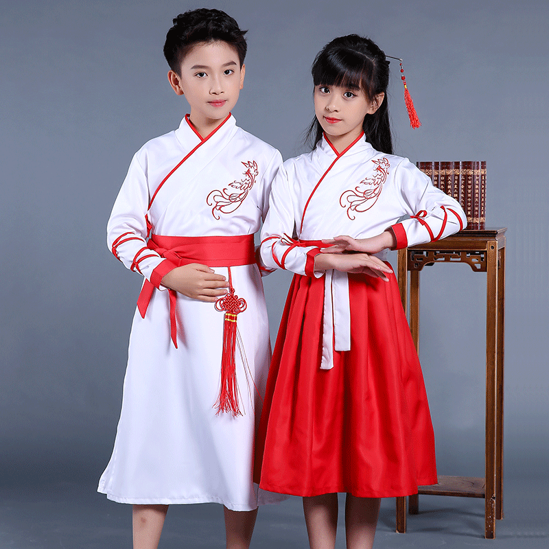 儿童改良汉服襦裙书童学生古装幼儿园国学服装三字经弟子规演出服|ruв категории Детская одежда, детский костюм - от Buy2taobao.com для оказания профессиональной услуги покупки агента Taobao