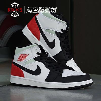 air jordan 1 mid aj1 小union黑白红拼接 篮球鞋 852542-100